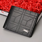 Men's Checkered PU Leather Wallet - Multi Card Slot, Business Style, Solid Color, Ideal Gift for Men