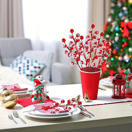 5/10Pcs Chritsmas Decoration Snowflake Red Berry Branche Chritsmas Tree Pendant for Home Decor Xmas New Year 2025 Gift Accessory