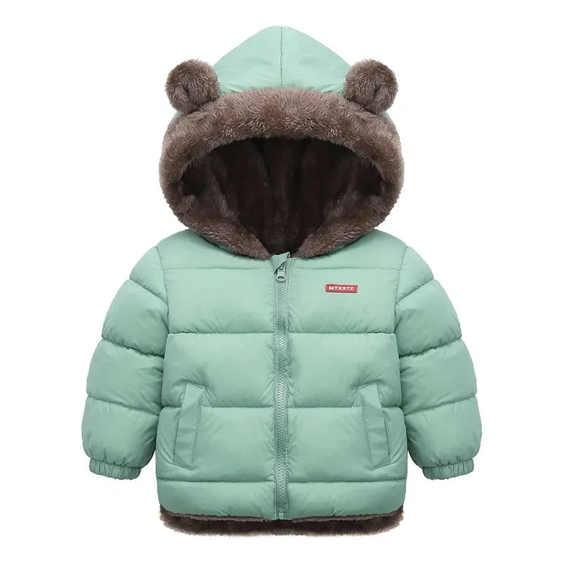 Baby Boys Girls Jacket Hooded Cotton Outerwear Children's Thick Fleece Coat Cashmere Padded Jackets Winter Boys Girls Warm Coats