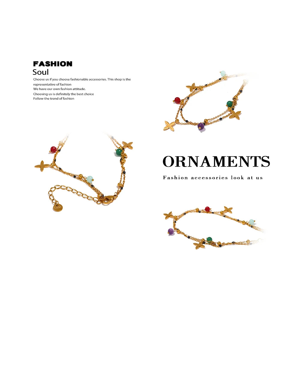 Yhpup Colorful Natural Stone Bead Flower Chain Stainless Steel Beach Anklet for Women Exquisite Summer Jewelry Bijoux Femme