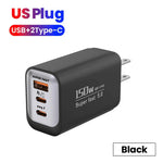 USB Type C 150W Charger USB QC3.0 Fast Charging Mobile Phone Charger Travel Adapter For iPhone 17 Samsung Xiaomi EU/UK/US Plug