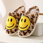 Leopard Fluffy Slippers for Home Smile Designer Platform Shoes Women 2024 Indoor Plush Sliders Warm Flats Chic Winter Footwear