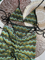 Women Swimsuit Colored Maple Leaves Knitted Bikini Skirt Three-Piece Set Split Swimsuit Bikini