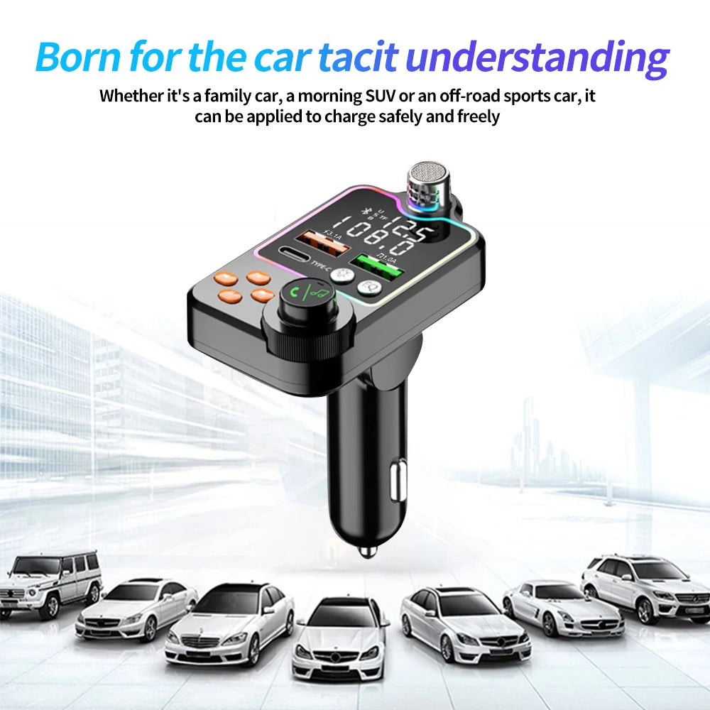 Car FM Transmitter Modulator Bluetooth 5.0 Dual USB Car Charger