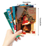 50PCS 15x10cm Merry Christmas Card Strong Visual Experience Note Greeting Postcard Xmas Tree Deer Package Wrapping Decor Gift