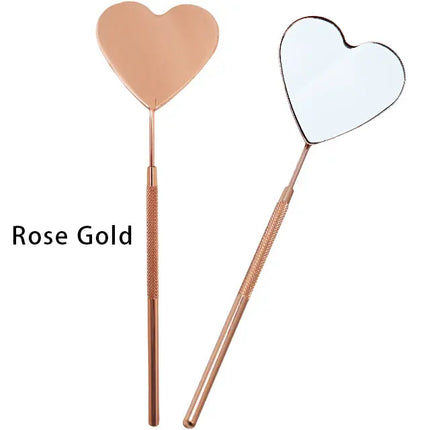 1pcs Heart Shape Eyelash Mirror Magnifying Long Handle Mirror For Checking False Eyelashes Extension Supplies Beauty Makeup Tool