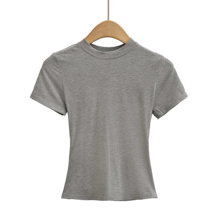 2024 New High Quality Casual T shirt Sexy Slim Short Sleeves Fashion Trend Solid Women Clothing y2k Tops