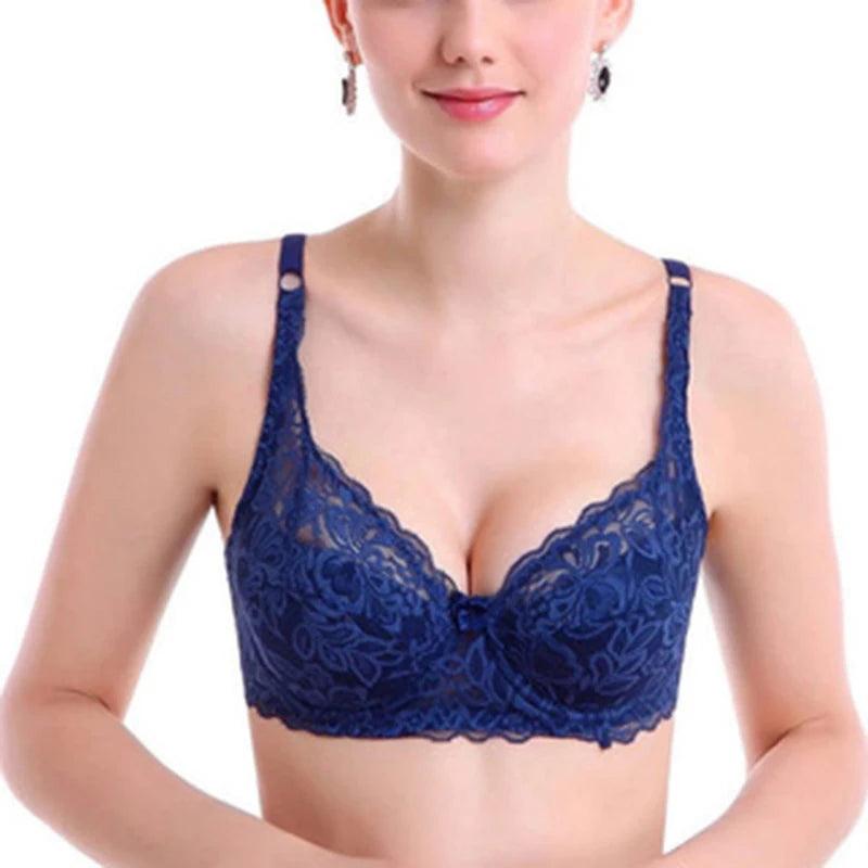 New Sexy Floral Lace Bras Women Summer Thin Push Up Brassiere Solid Color Comfort Breathable Underwear Female Fashion Lingerie