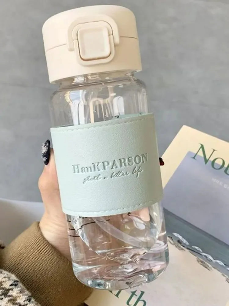 500ml Water Bottle with Straw Pop-Up Cover Leak-Proof Drinkware for Drinking Sippy Portable Cute Plastic Drinking Bottle