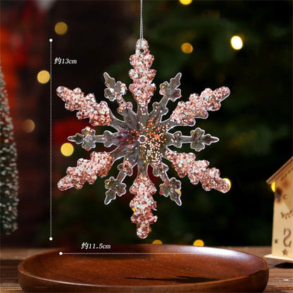 1Pcs Crystal Clear Snowflake Christmas Tree Pendants Icicle Decorations For Holiday Winter Party Transparent Hanging Ornament