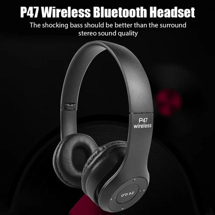 P47 Wireless bluetooth headphone With Mic Noise Cancelling Headsets Stereo Sound Earphones Sports Gaming Headphones Supports PC