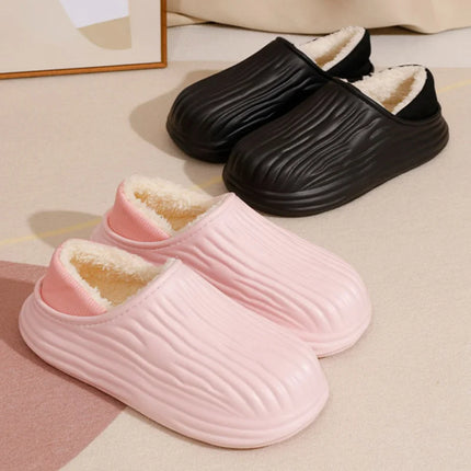 Winter Warm Women Slippers Casual Non-slip Plush Flats Home Waterproof Non-Slip Shoes Indoor Outdoor Thick Platform House Slides