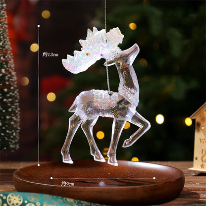 1Pcs Crystal Clear Snowflake Christmas Tree Pendants Icicle Decorations For Holiday Winter Party Transparent Hanging Ornament