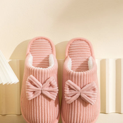 Fashion Women's Bow Slippers Fall/Winter Indoor Bedroom Floor Lightweight and Comfortable&Soft Warm Slippers for Home