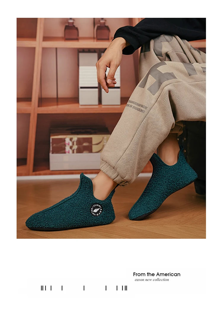 Winter Slippers Men Couples Slippers Non-slip Warm Women and Men Slipper Indoor Soft Shoes Comfortable Flat Home Cotton Shoe