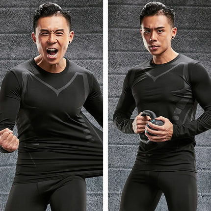 Quick Drying Tight Fitting Suit For Men'S Long Sleeved Sports Cycling Top, Running, Fitness, Football Training, Basketball Shirt