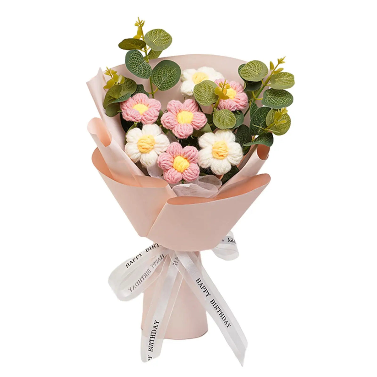 Crochet Flower Bouquet Mother's Day Decoration Spring Knitted Flowers for Girl Friend Valentine's Day Party Desktop Festival