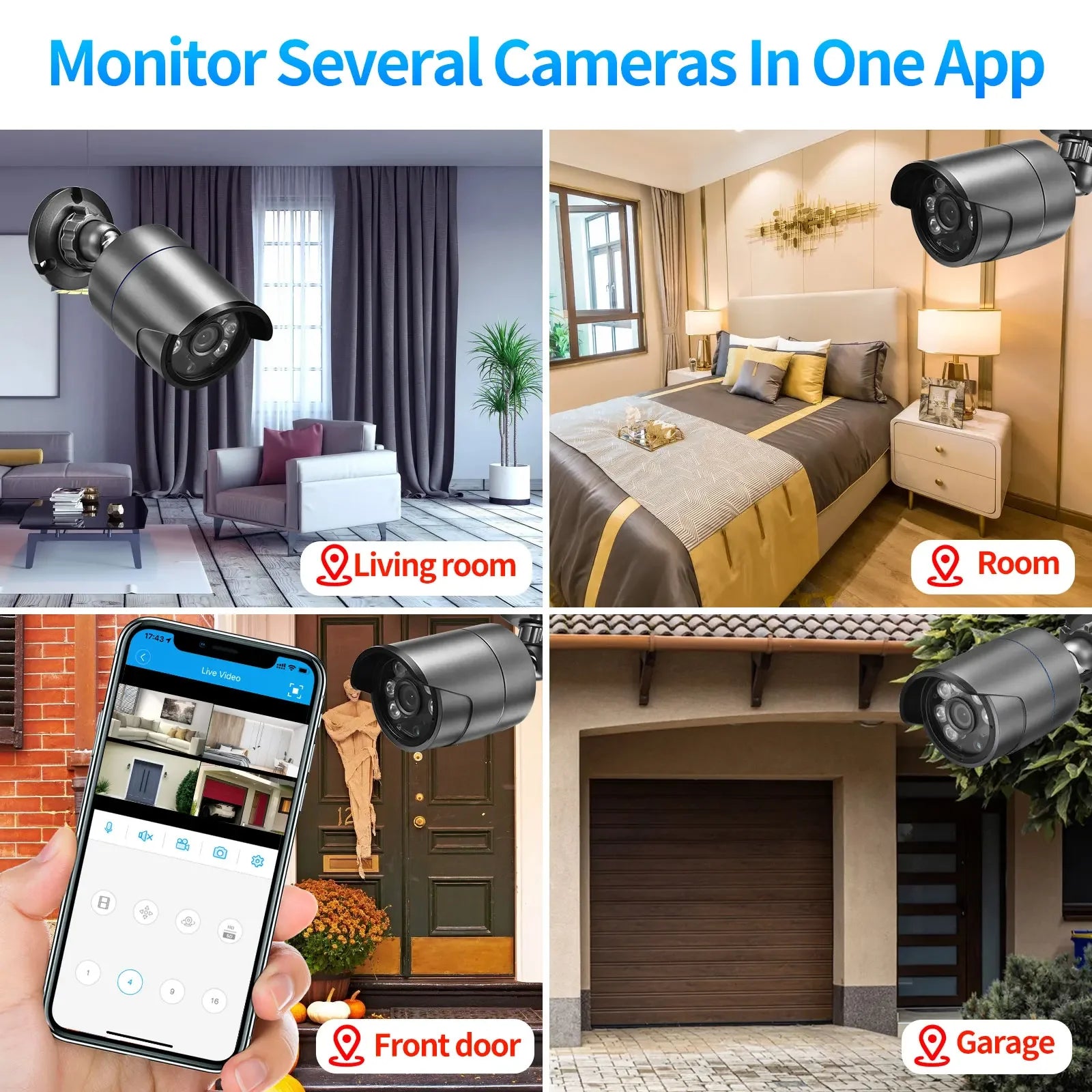 AZISHN H.265+ 8CH 5MP AHD DVR Kit CCTV System Motion Detection HD Outdoor IP66 Bullet Camera XMEye APP P2P Surveillance Set