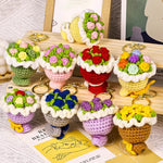 Stuffed Plants Sunflowers Roses Handmade Crochet Flowers Keychains Small Pendant Backpack Hangings Christmas Birthday Gifts