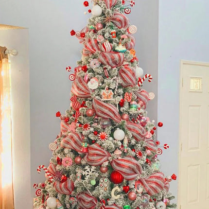 Christmas Crystal Gauze Ribbons 2024 Christmas Tree Decorations for Home Door Wreaths Navidad Noel Gifts Happy New Year 2025