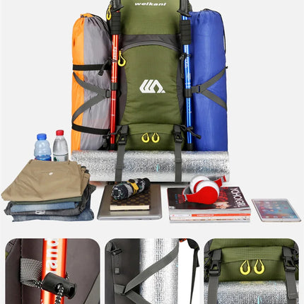 50L Travel Backpack Camping Men Large Hiking Bag Tourist Rucksack Waterproof Outdoor Sports Climbing Mountaineering Bag Luggage