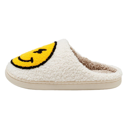 Women Slippers Cute Lightning Smile Face House Funny Ladies Casual Footwear Winter Indoor Shoes Fluffy Smiling Slides for Home