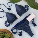 Adjustable Bandage Bikini Set 2023 Swimwear Swimsuit Woman Sexy Bathing Suits Solid Bikinis Triangle Female Summer Beachwear