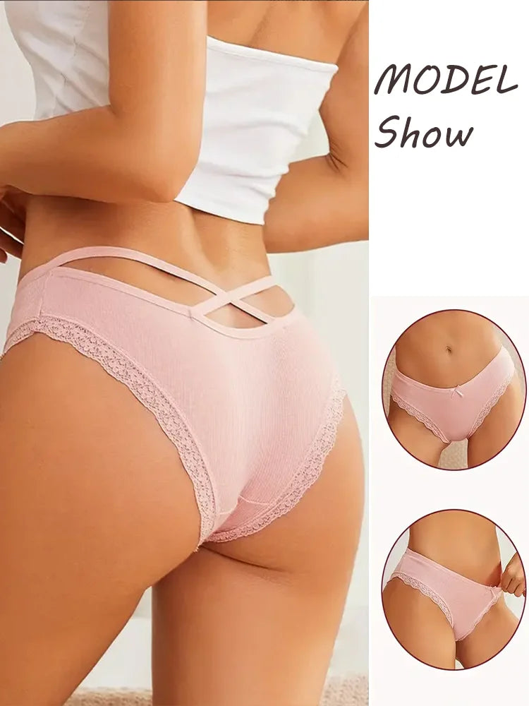 4PCS Women's Cotton Briefs Sexy Female Underpants Elasticity Comfortable Underwear Panties Lingerie S-XL  Solid Color Intimate