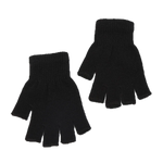 1pair Black Short Half Finger Fingerless Knit Wrist Glove Winter Warm Stretch Work Gloves for Women and Men Cycling Accessories