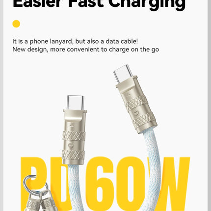 Essager 60W Type C To Type C Fast Charging Cable  For iPhone 16 Xiaomi Huawei  Lanyard  Halter Neck Wrist Multifunctional Cable