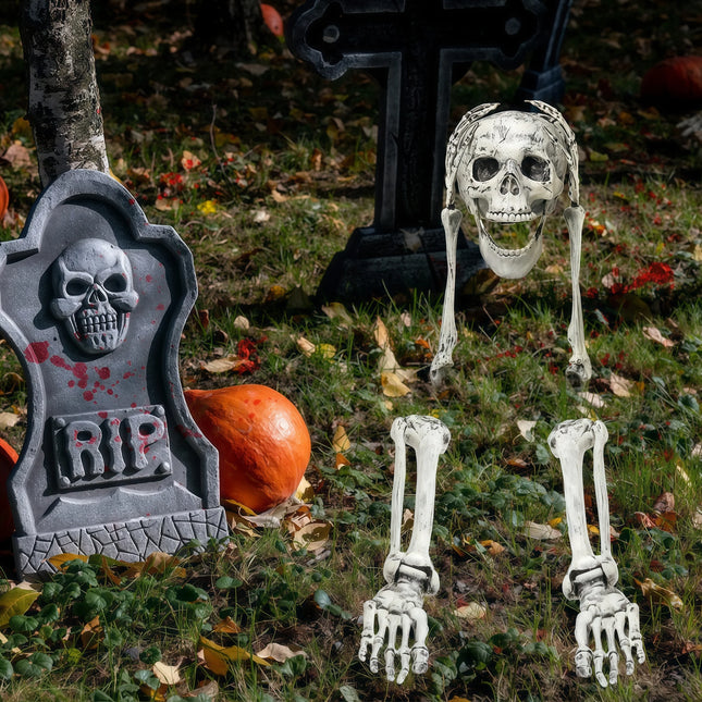 Halloween Skeleton Stake Decorations, Realistic Skeleton Arm Leg Bones, Spooky Yard Garden Halloween Decoration