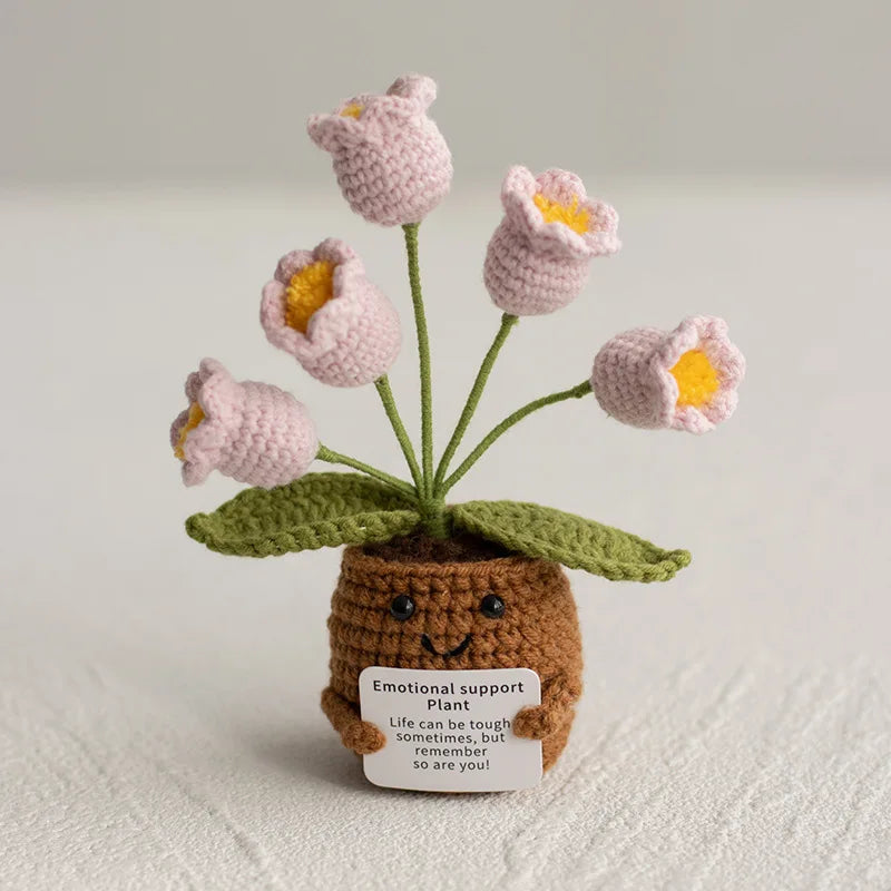 Mini Finished Crochet Roses Sunflowers Potted Emotional Support Stuffed Plants  Mother Valentine Christmas Graduation Gifts