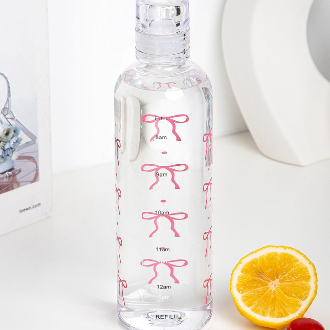 500ml/16.9oz Transparent Plastic Sport Water Bottle Time Marker Leakproof Juice Milk Cup Portable Kid School Gym Sport Cup