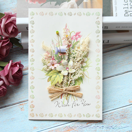 New Romantic Flower Birthday Christmas Card Greeting Cards Set Postcard Party Wedding Thank You Decorations Creative Girl Gifts