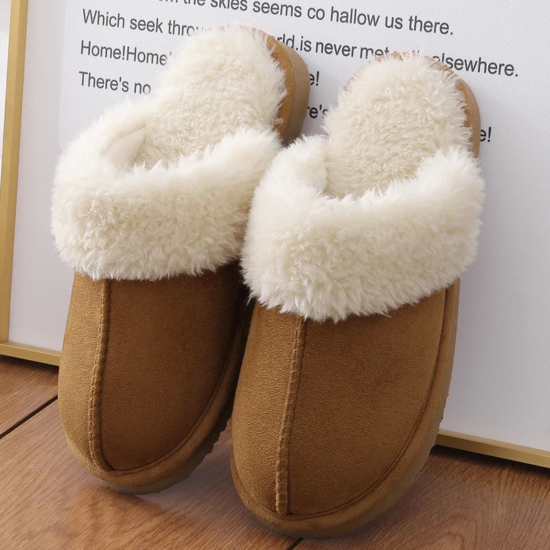 Comwarm Fluffy Winter Slippers For Women Furry Fuzzy Home Shoes Faux Fur House Plush Slippers Indoor Warm Comfy Mute Flats Slide