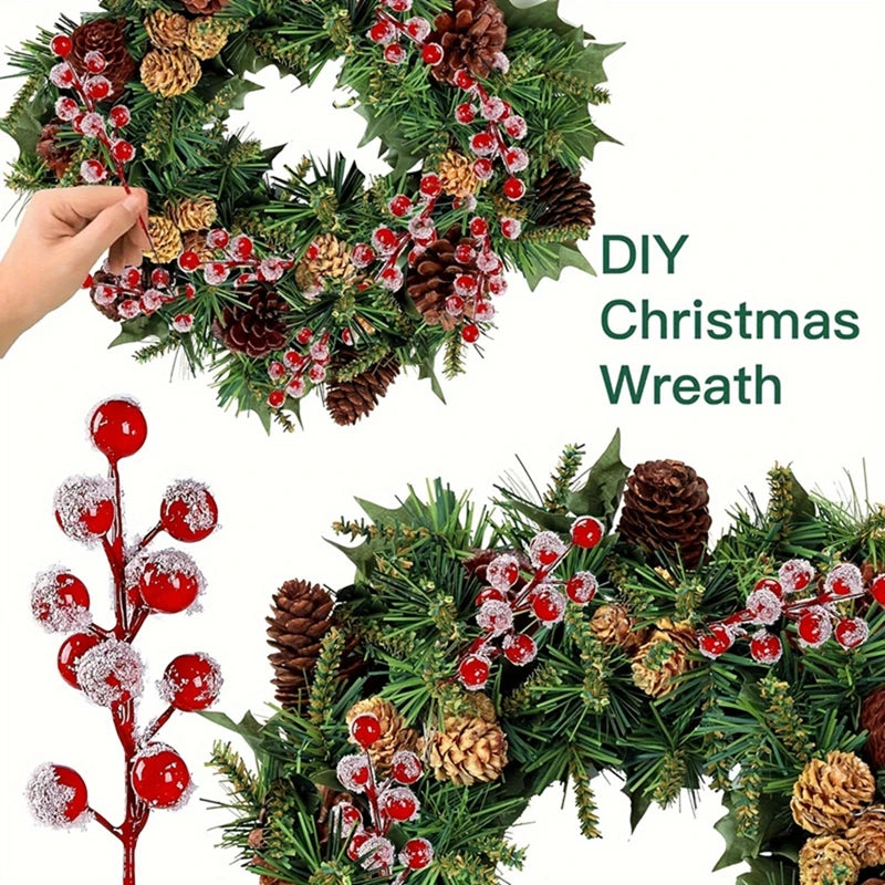 5/10Pcs Chritsmas Decoration Snowflake Red Berry Branche Chritsmas Tree Pendant for Home Decor Xmas New Year 2025 Gift Accessory