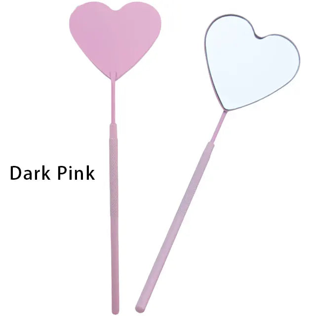 1pcs Heart Shape Eyelash Mirror Magnifying Long Handle Mirror For Checking False Eyelashes Extension Supplies Beauty Makeup Tool