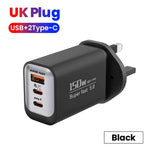 USB Type C 150W Charger USB QC3.0 Fast Charging Mobile Phone Charger Travel Adapter For iPhone 17 Samsung Xiaomi EU/UK/US Plug
