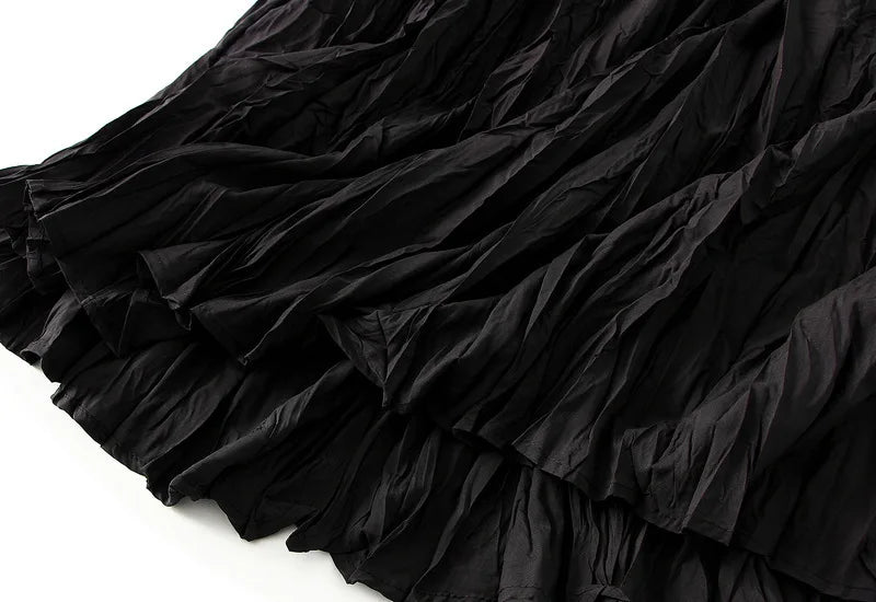 UCXQ Simple Luxury Multi Solid Colors Pleated Skirt For Women's Large Hem Folds A-line Skirts Female 2024 Spring Autumn 23A7004