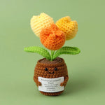 Mini Finished Crochet Roses Sunflowers Potted Emotional Support Stuffed Plants  Mother Valentine Christmas Graduation Gifts