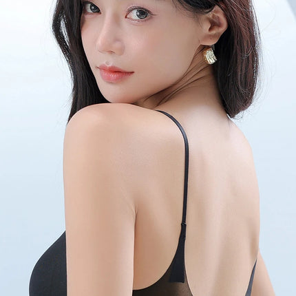 Ultra-thin Ice Silk Padded Bra Seamless Underwear Women's Thin Section  Sling Beautiful Back Vest Tops Big Chest Small Sleep Bra