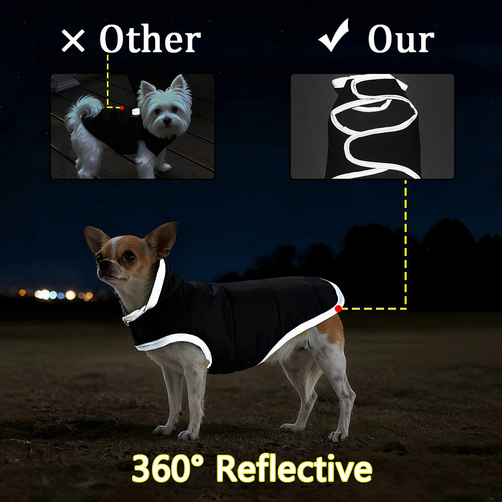 Reversible Pet Jacket Coat Warm Windproof Puppy Clothes Reflective Winter Fleece Dog Outfit For Small Medium Dogs French Bulldog