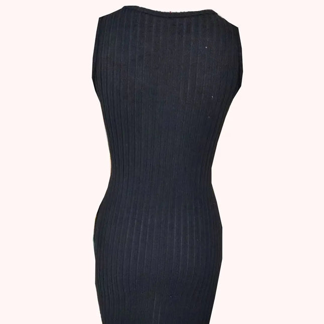 Button Front With Pocket Tank Dress  Elegant Sleeveless Bodycon Dress For Spring  Summer  Women's Clothing