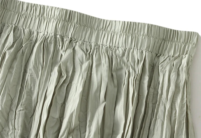 UCXQ Simple Luxury Multi Solid Colors Pleated Skirt For Women's Large Hem Folds A-line Skirts Female 2024 Spring Autumn 23A7004