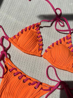 2025 Halter Wrinkled Weave Bikini Women Swimwear Female Swimsuit Two Pieces Bikini Set Brazilian Bathing Suit Swim Beach Wear