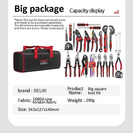 DELIXI ELECTRIC Tool Bag Oxford Cloth Portable Storage Bag, Professional Electrician and Carpenter Repair, Home Storage, HandBag