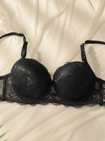 Transparent Floral Two Pieces Clothing Underwire Push Up Lingeries For Woman A2123