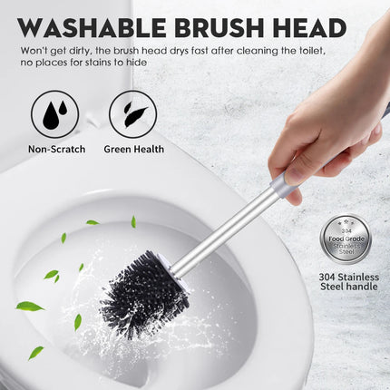 Long Handle Toilet Cleaning Brush Silicone Toilet Brushes for BathroomToilet Cleaning Brush Bendable Silicone Brush Head