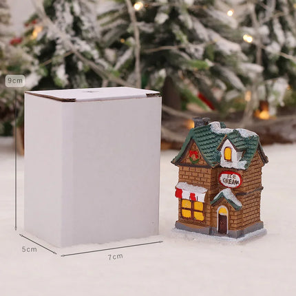1~6pcs LED Night Light Christmas Ornaments 2024 Luminous Castle Snow House Sculpture Xmas Decoration for Home New Year Navidad