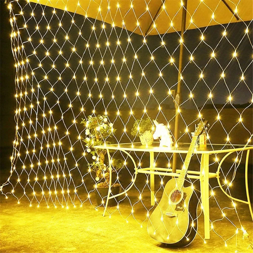 EU plug 1.5x1.5M 2x3M Christmas Garlands LED String Christmas Net Light Fairy Xmas Party Garden Wedding Decoration Curtain Light
